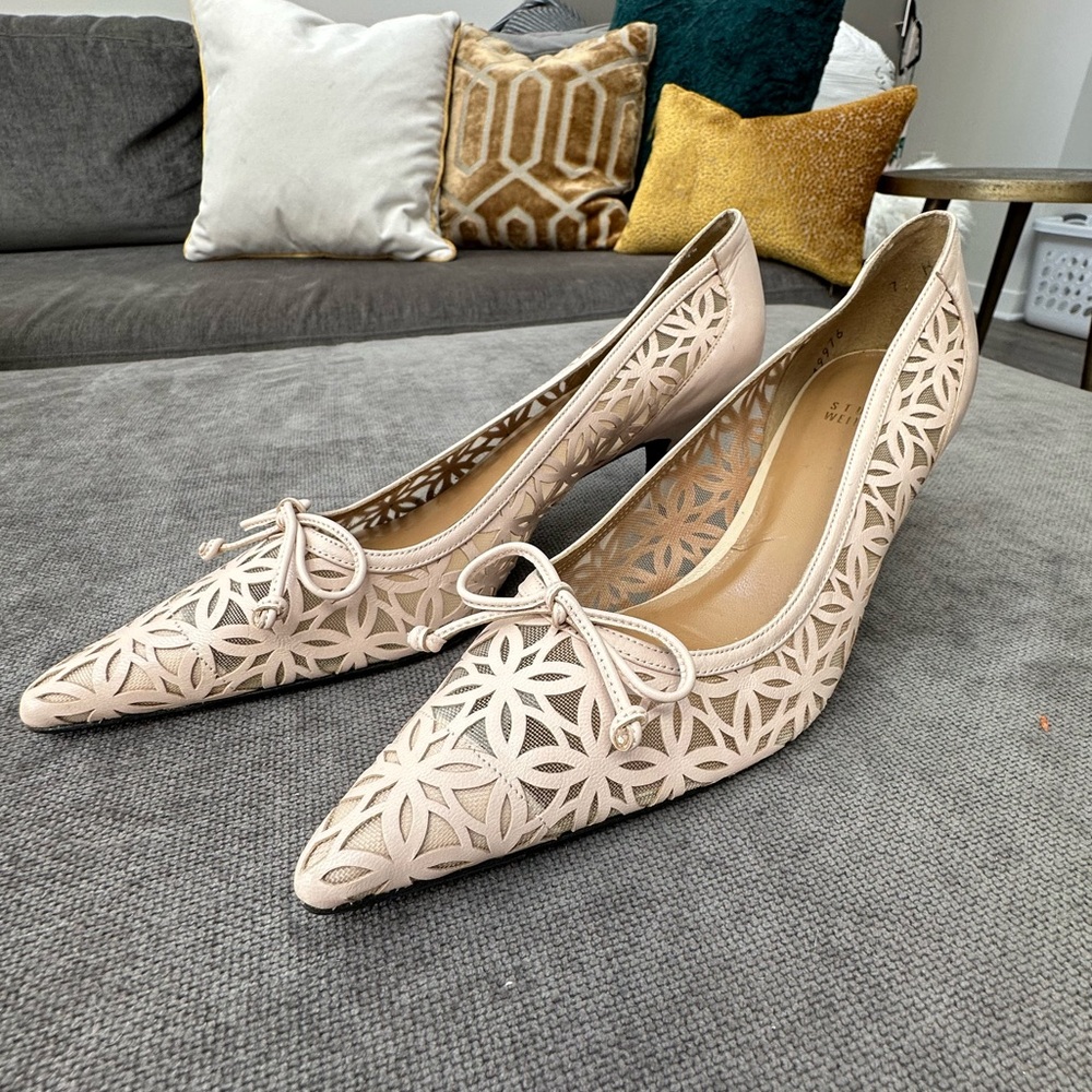 Stuart Weitzman Cut-Out Kitten Heels